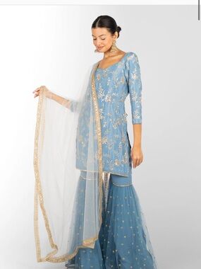 The Saree Room MARIGOLD RYNA GHARARA SUIT AND DUPATTA Size XS